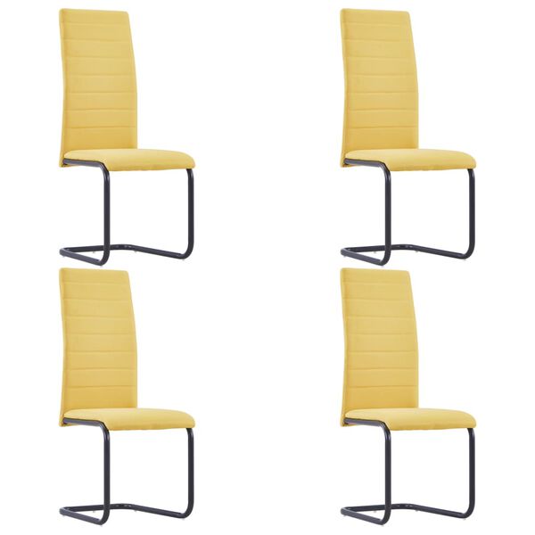 vidaXL Cantilever Dining Chairs 4 pcs Yellow Fabric