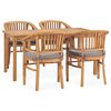 vidaXL 5 Piece Garden Dining Set with Cushions Solid Teak Wood