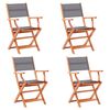 vidaXL Folding Chairs 4 pcs Grey Solid Eucalyptus Wood and Textilene