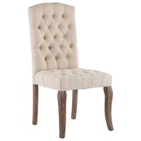 vidaXL Dining Chairs 2 pcs Beige Linen-Look Fabric