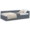 vidaXL Corner Bed Frame Dark Grey 90 cm x 200 cm Polyester and Plywood