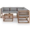 vidaXL 6 Piece Garden Lounge Set Grey Cushion Impregnated Pinewood