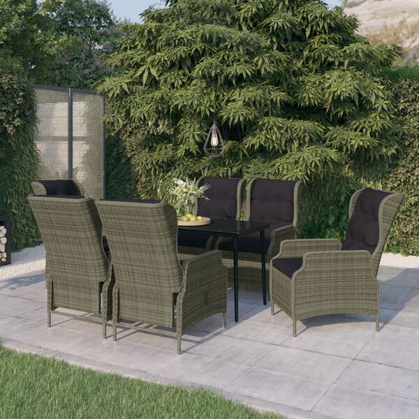 vidaXL 7 Piece Garden Dining Set Brown