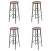 vidaXL Bar Stool | Set of 4 | Silver and Brown | Steel and MDF | Standard