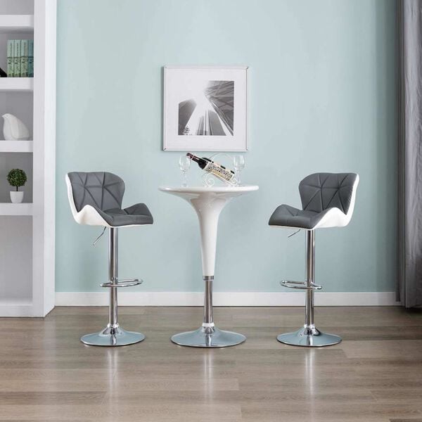 vidaXL Bar Stool 2 pcs Grey 44 x 48 x 105.5 cm Faux Leather