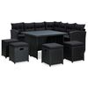 vidaXL 6 Piece Garden Lounge Set with Cushions Poly Rattan Black