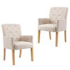 vidaXL Dining Chair | Set of 2 | Beige | 100% Polyester, Rubberwood | Medium