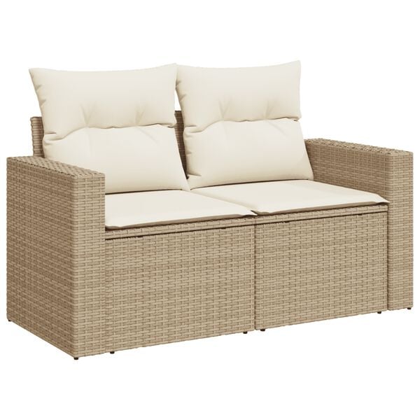 vidaXL 4 Piece Garden Sofa Set with Cushions Beige Poly Rattan