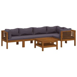vidaXL Wooden Lounge Set | Dark Grey, Natural Wood | Solid Acacia Wood | Medium