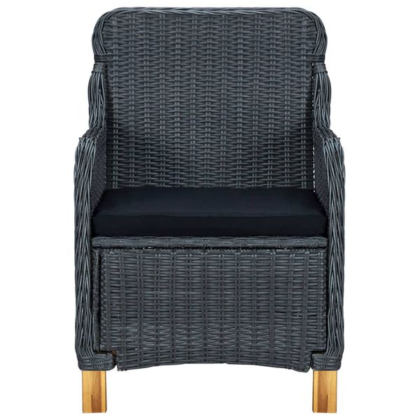 vidaXL Garden Chairs with Cushions 2 pcs Poly Rattan Dark Grey
