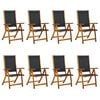 vidaXL Folding Garden Chairs 8 pcs Solid Wood Acacia and Textilene