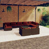 vidaXL 10 Piece Garden Lounge Set with Cushions Brown Poly Rattan