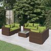 vidaXL 7 Piece Garden Lounge Set with Cushions Poly Rattan Brown