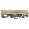 vidaXL 4 Piece Pallet Lounge Set & Cushions Grey Impregnated Pinewood
