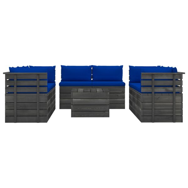vidaXL 9 Piece Garden Pallet Lounge Set with Cushions Solid Pinewood