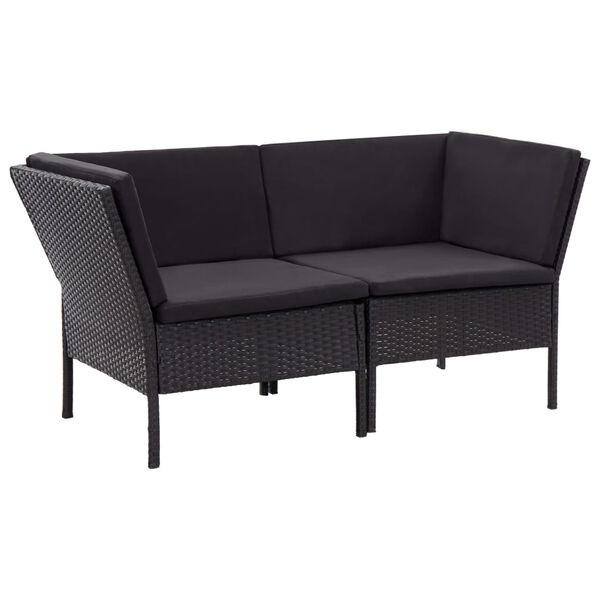 vidaXL 6 Piece Garden Lounge Set with Cushions Poly Rattan Black