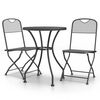 vidaXL 3 Piece Garden Dining Set Expanded Metal Mesh Anthracite
