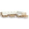 vidaXL 12 Piece Garden Lounge Set with Cream White Cushions Bamboo
