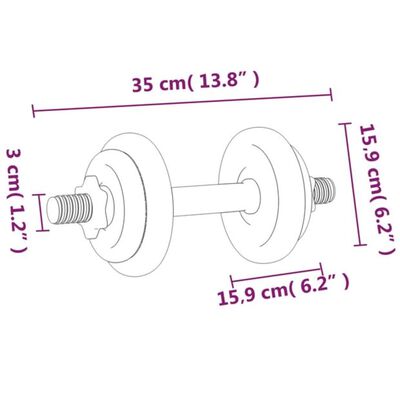 vidaXL Dumbbell with Plates Set 40 kg Cast Iron & Chrome Plated Steel