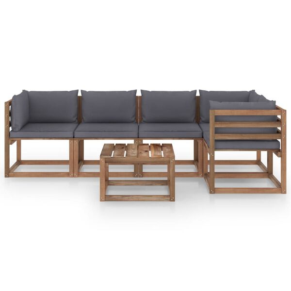 vidaXL 6 Piece Garden Pallet Lounge Set with Cushions Impregnated Pinewood