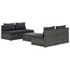 vidaXL 5 Piece Garden Lounge Set with Cushions Poly Rattan Grey