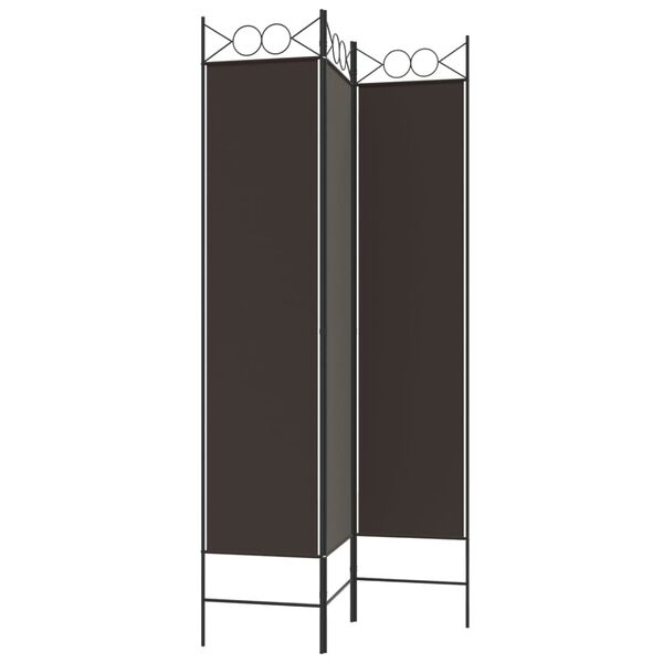 vidaXL 3-Panel Room Divider Brown 120x200 cm Fabric