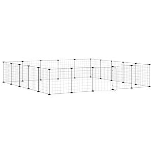vidaXL 20-Panel Pet Cage with Door Black 175x175x35 cm Steel
