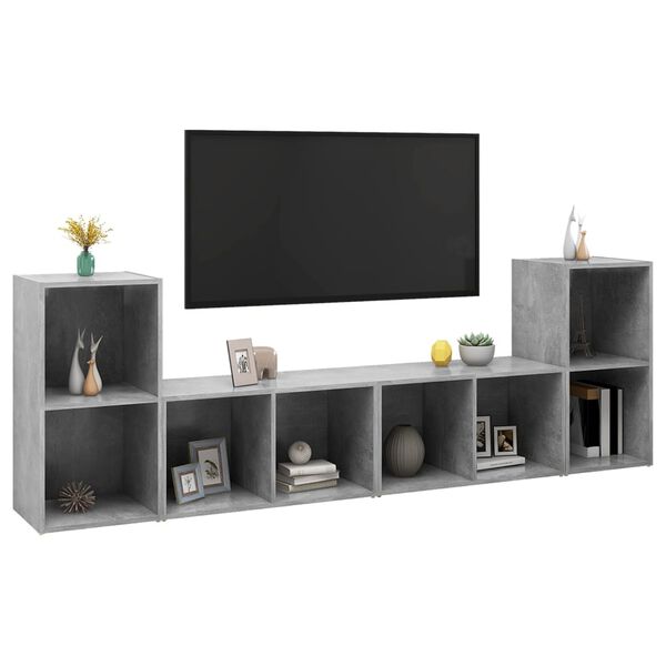 vidaXL TV Cabinets 4 pcs Concrete Grey 72x35x36.5 cm Engineered Wood