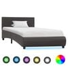 vidaXL Bed Frame with LED without Mattress Grey Faux Leather 90x200 cm