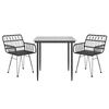 vidaXL 3 Piece Garden Dining Set Black Poly Rattan