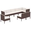 vidaXL 9 Piece Garden Lounge Set with Cushions Poly Rattan Brown