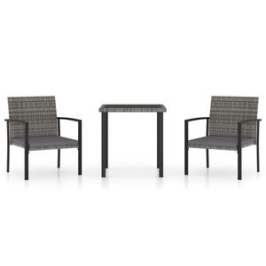 vidaXL 3 Piece Garden Dining Set Poly Rattan Grey