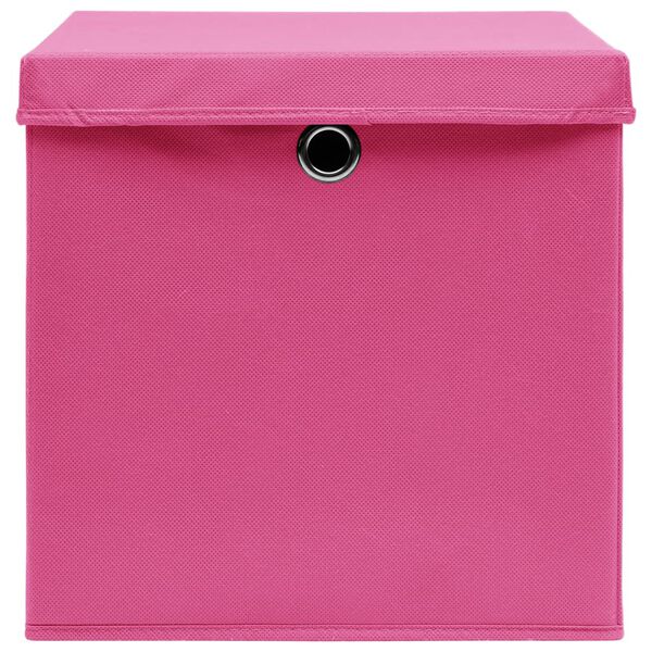 vidaXL Storage Boxes with Lids 10 pcs Pink 32x32x32 cm Fabric