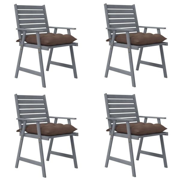 vidaXL Outdoor Dining Chairs with Cushions 4 pcs Solid Wood Acacia