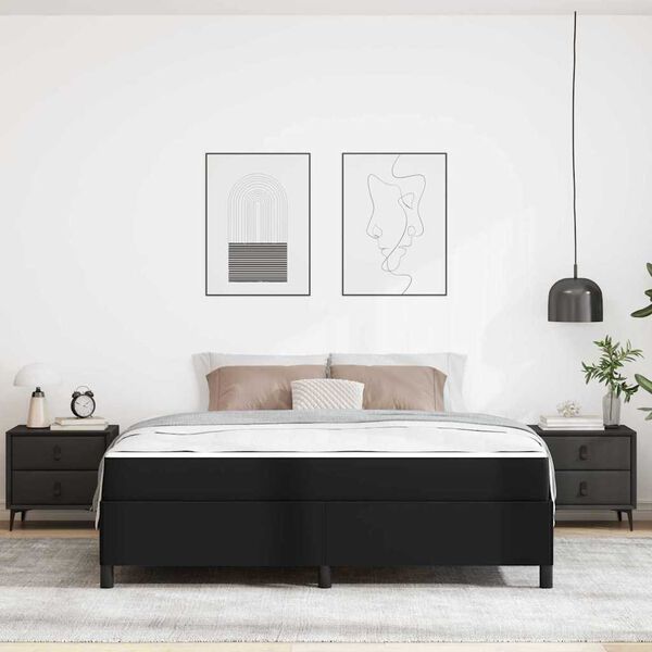 vidaXL Bed Frame with Mattress Black 180 x 200 cm Fabric
