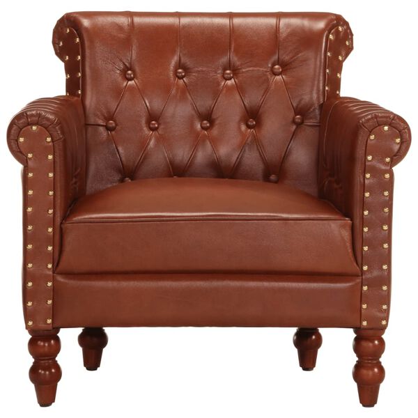 vidaXL Armchair Brown Real Goat Leather