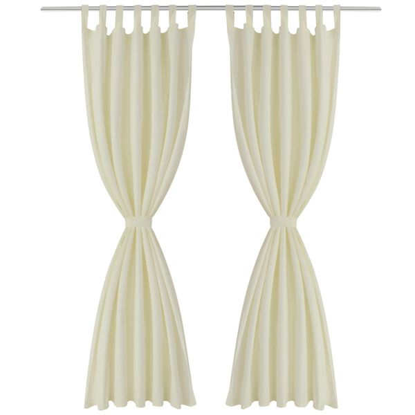 2 pcs Cream Micro-Satin Curtains with Loops 140 x 225 cm