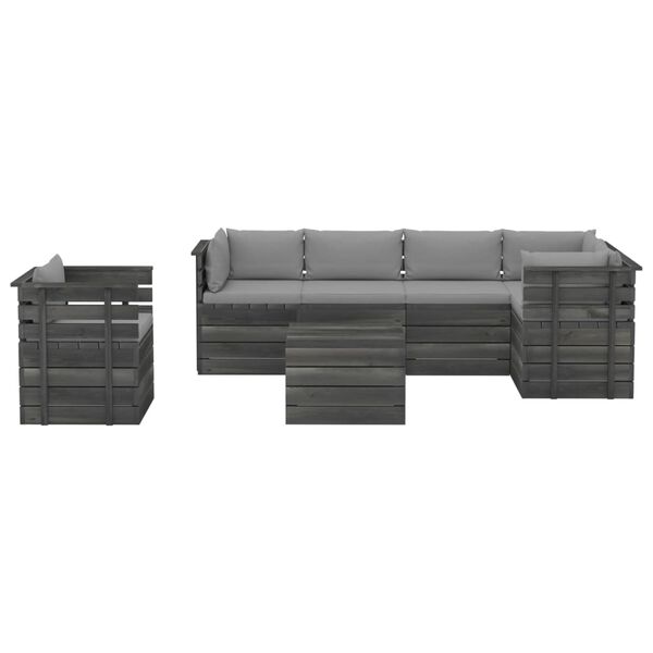 vidaXL 7 Piece Garden Pallet Lounge Set with Cushions Solid Pinewood