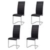 vidaXL Cantilever Dining Chairs 4 pcs Black Faux Leather