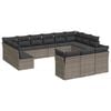vidaXL 13 Piece Garden Sofa Set with Cushions Grey Poly Rattan