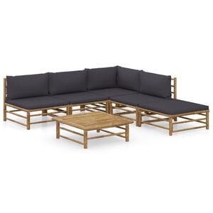 vidaXL Garden Lounge Set | Dark Grey, Bamboo | Bamboo, Fabric (100% polyester)