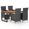 vidaXL 5 Piece Garden Dining Set Black