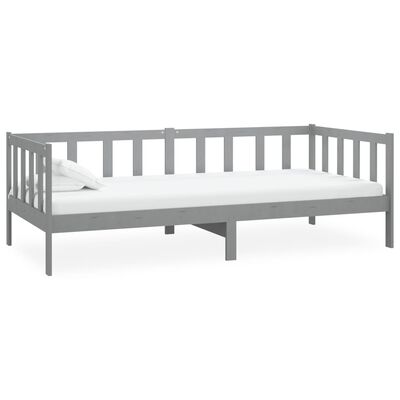 vidaXL Day Bed with Mattress 90x200 cm Grey Solid Wood Pine