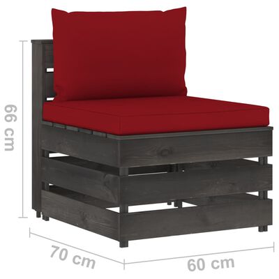 vidaXL 11 Piece Garden Lounge Set with Cushions Grey Impregnated Wood