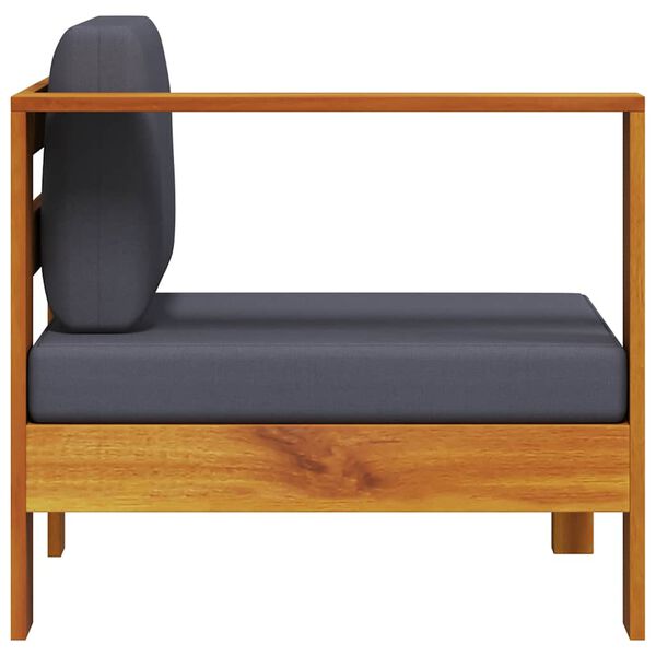 vidaXL Middle Sofa with 1 Armrest Dark Grey Solid Acacia Wood