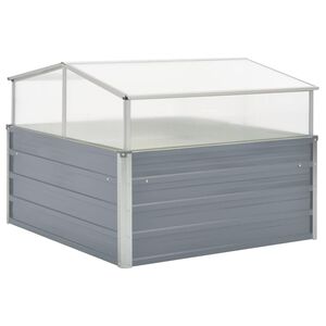 vidaXL Greenhouse | Grey | PC board, Galvanised Steel | Medium | Stackable