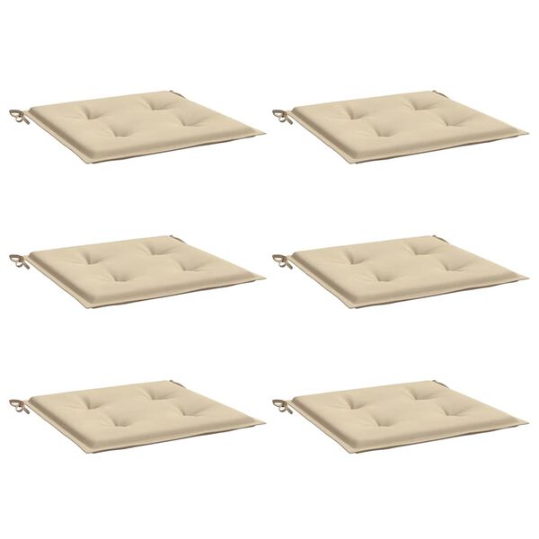 vidaXL Garden Chair Cushions 6 pcs Beige 40x40x4 cm Oxford Fabric