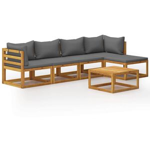 vidaXL 6 Piece Garden Lounge Set with Cushion Solid Acacia Wood