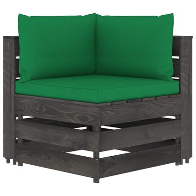 vidaXL 6 Piece Garden Lounge Set with Cushions Grey Impregnated Wood