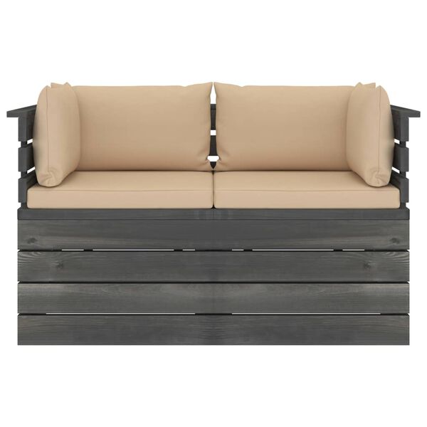 vidaXL Garden 2-Seater Pallet Sofa with Cushions Solid Pinewood